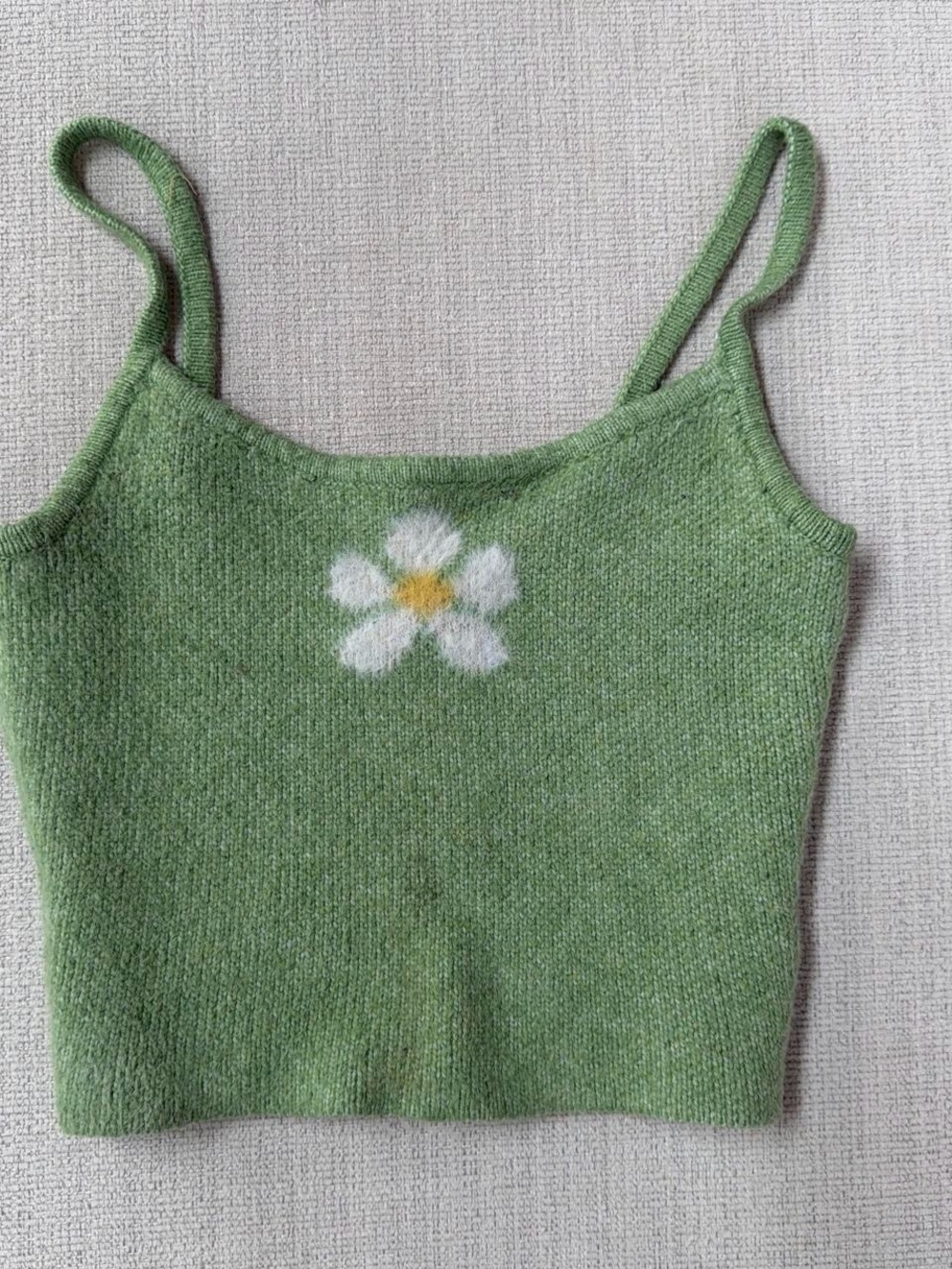 Green Daisy Knit Cami Tank Top